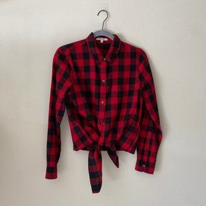 Flannel Tie-Front Shirt in Buffalo Check